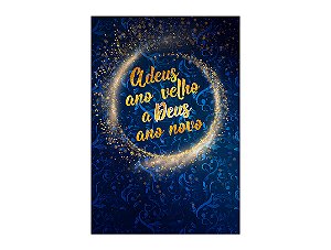 Painel De Festa Vertical 1,50 x 2,20 - Ano Novo Azul com Dourado 005