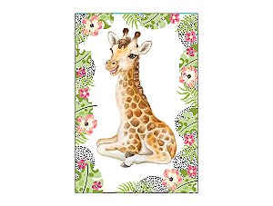 Painel De Festa Vertical 1,50 x 2,20 - Girafa Safari Florido 010