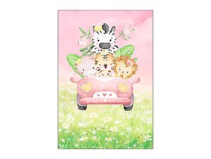 Painel De Festa Vertical 1,50 x 2,20 - Safari Cute Rosa 019