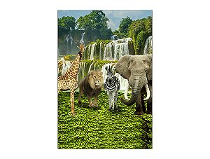 Painel De Festa Vertical 1,50 x 2,20 - Safari Animais Realista 033