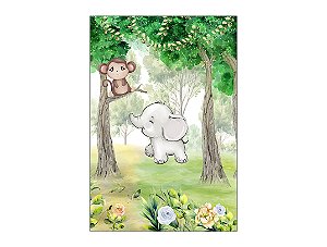 Painel De Festa Vertical 1,50 x 2,20 - Safari Macaco Cute 079