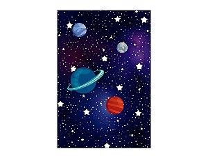 Painel De Festa Vertical 1,50 x 2,20 - Astronauta Planetas e Estrelas 003