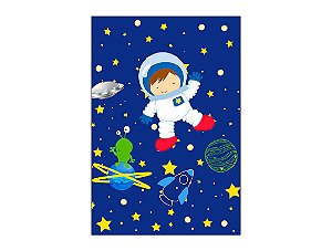 Painel De Festa Vertical 1,50 x 2,20 - Menino Astronauta Galáxia Azul 014