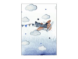 Painel De Festa Vertical 1,50 x 2,20 - Aviador Aviãozinho Aquarela 002