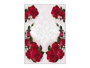Painel De Festa Vertical 1,50 x 2,20 - Noivado Rosas Vermelhas 002