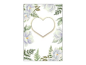 Painel De Festa Vertical Interativo 1,50x2,20 - Noivado Coração e Flores Brancas 035
