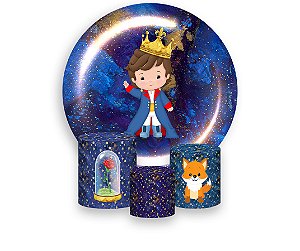 Painel De Festa Redondo 1,50 x 1,50 + Trio De Capas Cilindro -  Pequeno Príncipe Estrelas 005