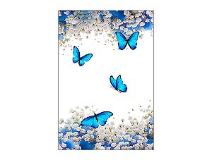 Painel De Festa Vertical 1,50 x 2,20 - Borboletas Azul Floral 025