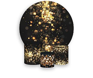 Painel De Festa Redondo 1,50 x 1,50 + Trio De Capas Cilindro - Efeito Glitter E Luzes 019