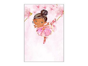 Painel De Festa Vertical 1,50 x 2,20 - Bailarina com Flores Rosas 006