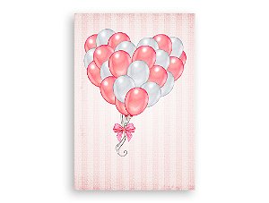 Painel De Festa Vertical 1,50 x 2,20 - Chá de Bebê Balões Rosas 014