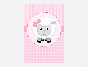 Painel De Festa Vertical 1,50 x 2,20 - Chá de Bebê Ovelinha Cute Rosa 034
