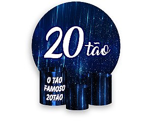 Painel De Festa Redondo 1,50 x 1,50 + Trio De Capas Cilindro - 20 Anos 20TÃO Azul 199