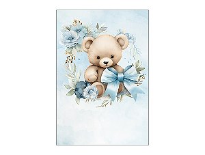 Painel De Festa Vertical 1,50 x 2,20 - Chá de Bebê Urso Flores e Laços 076