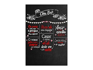 Painel De Festa Vertical 1,50 x 2,20 - Chá Bar Preto e Vermelho 014