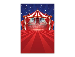 Painel De Festa Vertical 1,50 x 2,20 - Circo Tenda Vermelha Noite Estrelada 053