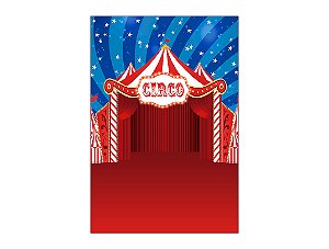 Painel De Festa Vertical 1,50 x 2,20 - Circo Clássico Vermelho e Azul 054