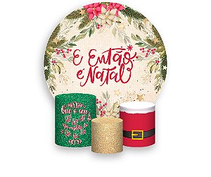 Painel De Festa Redondo 1,50 x 1,50 + Trio De Capas Cilindro - Então é Natal 021