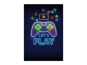 Painel De Festa Vertical 1,50 x 2,20 -  Let's Play Efeito Neon Game 019