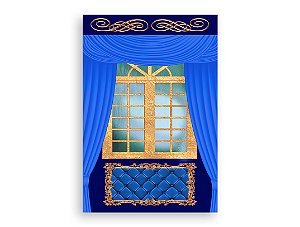 Painel De Festa Vertical 1,50 x 2,20 - Realeza Azul e Dourado 002