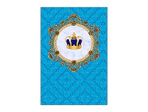 Painel De Festa Vertical 1,50 x 2,20 - Coroa Realeza Azul Claro 003