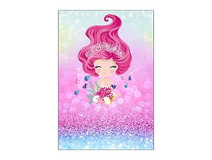 Painel De Festa Vertical 1,50 x 2,20 - Efeito Glitter Sereia Rosa 007