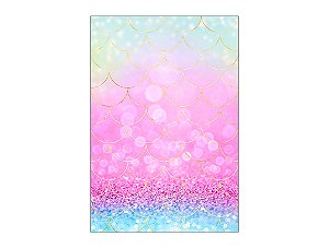 Painel De Festa Vertical 1,50 x 2,20 - Efeito Glitter Escamas Sereia 014