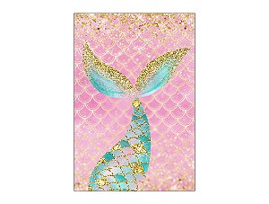 Painel De Festa Vertical 1,50 x 2,20 - Sereia Rosa e Verde 015