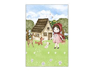 Painel De Festa Vertical 1,50 x 2,20 - Menina no Bosque Cute 001