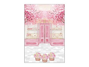 Painel De Festa Vertical 1,50 x 2,20 - Confeitaria Patisserie Rosa 012