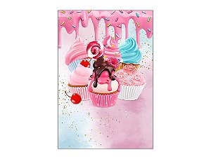 Painel De Festa Vertical 1,50 x 2,20 - Doces Cupcakes 013