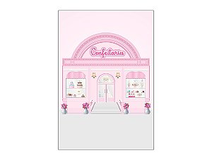 Painel De Festa Vertical 1,50 x 2,20 - Vitrine Confeitaria Rosa Claro 017
