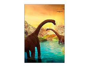 Painel De Festa Vertical 1,50 x 2,20 - Dinossauros no Lago 013