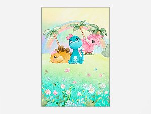 Painel De Festa Vertical 1,50 x 2,20 - Dinossauros Cute 017