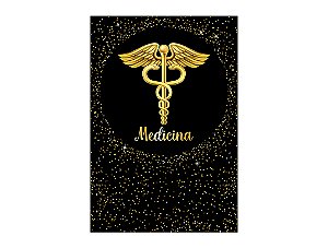 Painel De Festa Vertical 1,50 x 2,20 - Profissão Medicina Efeito Glitter Dourado 039