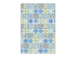 Painel De Festa Vertical 1,50 x 2,20 - Azulejo Mediterrâneo Azul com Amarelo 058