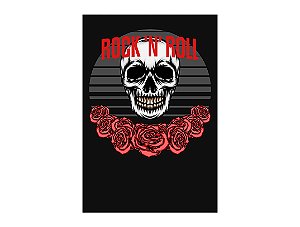 Painel De Festa Vertical 1,50 x 2,20 - Rock and Roll Caveira e Rosas 025
