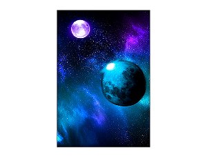Painel De Festa Vertical 1,50 x 2,20 - Galáxia Universo Azul e Verde 011