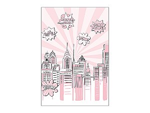 Painel De Festa Vertical 1,50 x 2,20 - Super Heroina Cidade Rosa 021