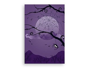 Painel De Festa Vertical 1,50 x 2,20 - Halloween Noite Roxo 018