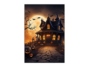 Painel De Festa Vertical 1,50 x 2,20 - Halloween Casa Assombrada 042