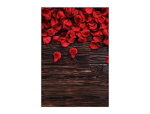 Painel De Festa Vertical 1,50 x 2,20 - Efeito Madeira com Pétalas de Flores 016