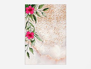 Painel De Festa Vertical 1,50 x 2,20 - Efeito Glitter com Flores Rosas 022