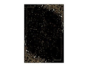 Painel De Festa Vertical 1,50 x 2,20 - Preto com Folhagens Efeito Brilhos Dourados 052