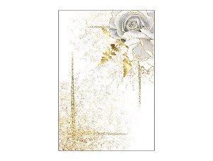 Painel De Festa Vertical 1,50 x 2,20 - Flores Brancas com Efeito Glitter Dourado 060