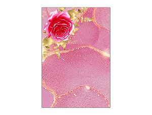Painel De Festa Vertical 1,50 x 2,20 - Flores Efeito Mármore Rosa 101