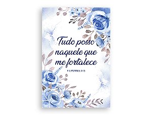 Painel De Festa Vertical 1,50 x 2,20 - Religioso Floral Azul 007