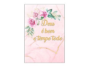 Painel De Festa Vertical 1,50 x 2,20 - Deus é Bom Efeito Mármore Rosa 050