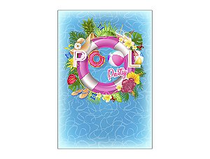 Painel De Festa Vertical 1,50 x 2,20 - Pool Party Boia Rosa 009