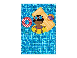 Painel De Festa Vertical 1,50 x 2,20 - Pool Party Menino Cute na Boia 011